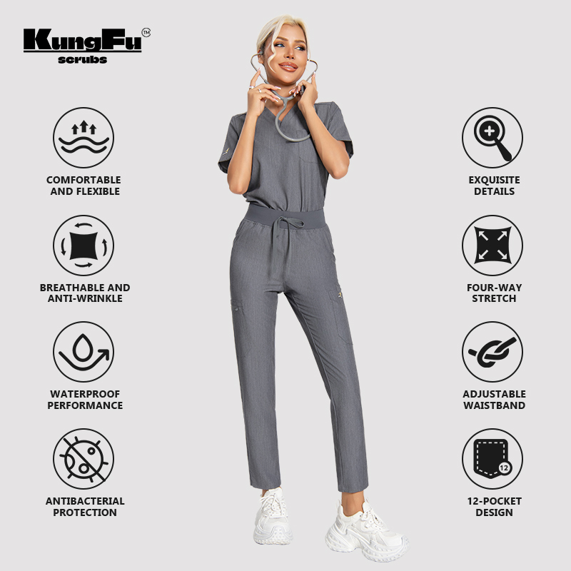 KUNGFU SCRUBS Women Nurse Scru - огляд і ціна Medical Lab Uniform